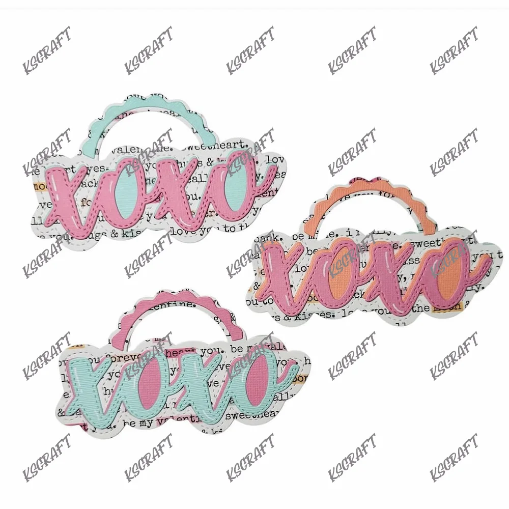 KSCRAFT XOXO Bag Topper Cutting Dies Stencils for DIY Scrapbooking Decorative Embossing DIY Paper Cards