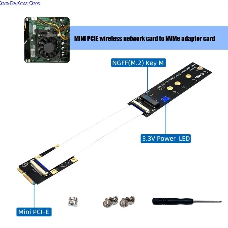 D0UA M.2 NVMe to Mini PCIe Conversion Adapter Card Wide Compatibility Easy Installation Efficient Transfer