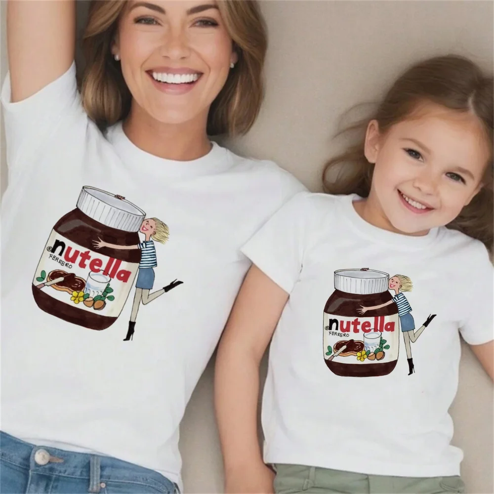

Nutella Summer Print Family T Shirts Short Sleeve O-neck T Shirt Baby Gilrs Casual Tshirt Family Matching Outfits Mommy and Me