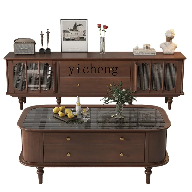 

Retro Coffee Table TV Cabinet Unit Modern Minimalist Solid Wood Living Room