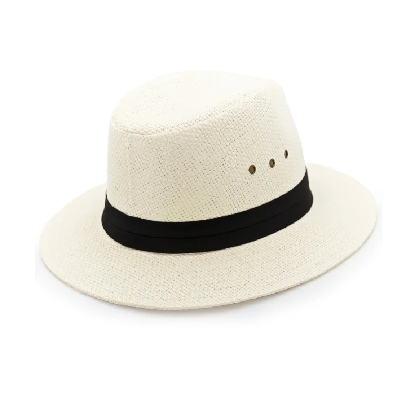 

Hot-selling Unisex Wide-brimmed Satin-trimmed Summer Straw Hat For Outdoor Beach Western Cowboy Hat