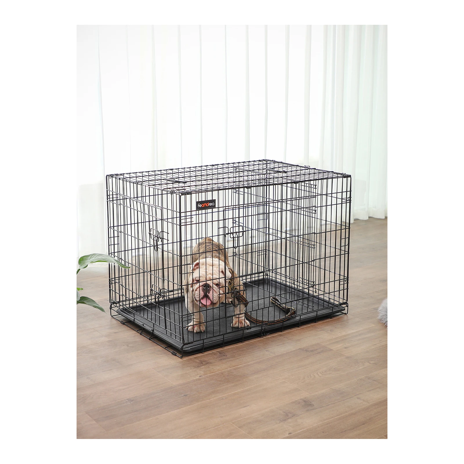 Feandrea Dog Cage: 2-door crate, 107 x 70 x 77.5 cm, Black.