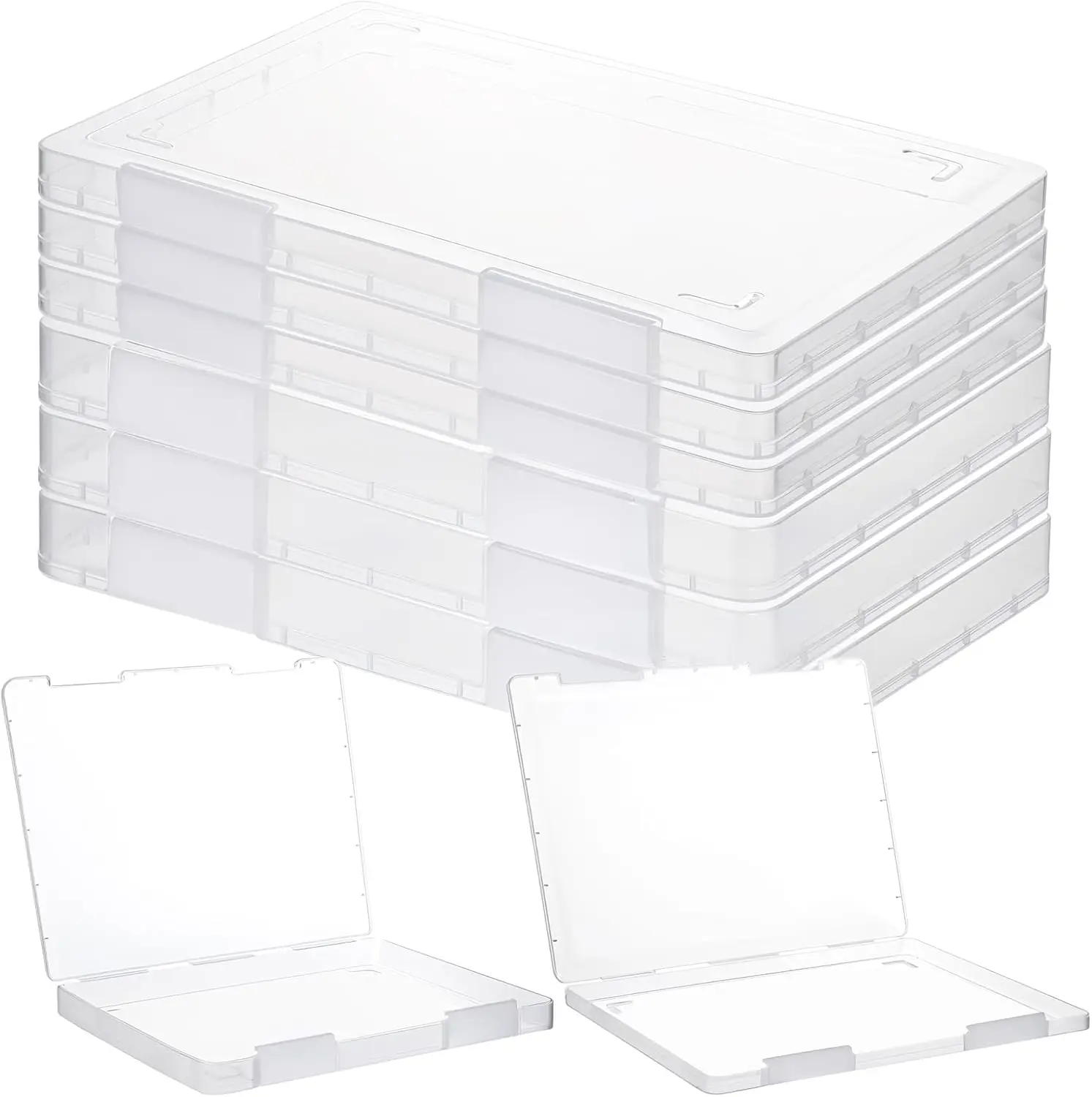 

6 Pcs Clear A4 File Portable Project Case, Plastic Storage Box for Letter Paper, Scrapbook Storage with Buckle