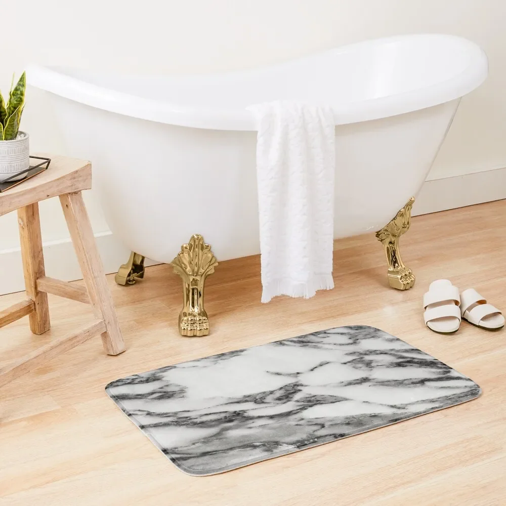 

White & Black Marble Bath Mat DoorEntrance Door Baths Bathroom Mat