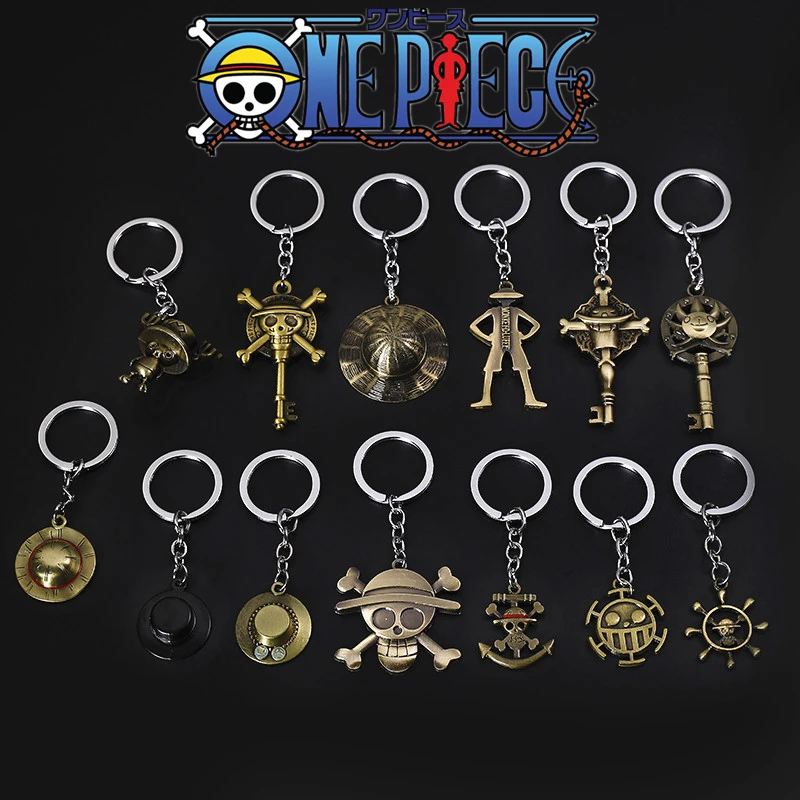 Anime One Piece Luffy Metal Keychain Hat Anchor Pendant Car Keyring For Men Women Kid Gift Jewelry Couple Key Ring llaveros