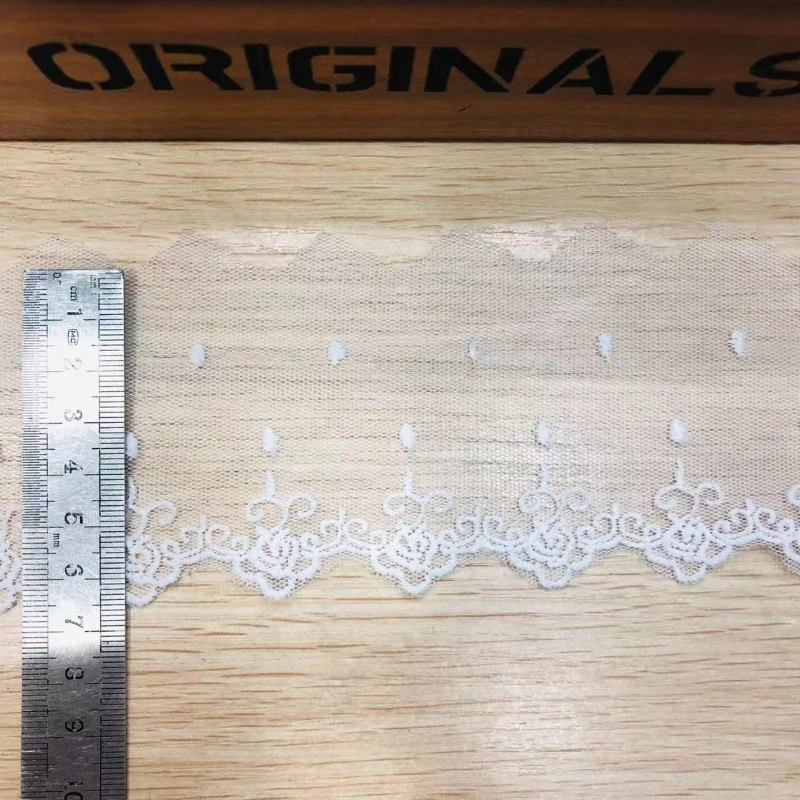 3yards/lot Width 7cm White Cotton Embroidered Lace Trim Fabric Clothing Materials Novelty DIY Lace Accessories