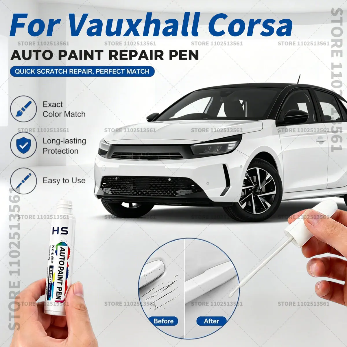For Vauxhall Corsa Black White Automotive Touch Up Paint Pen Car Paint Scratch Remover Quick Dry Repair Brush for Vehicle Paint