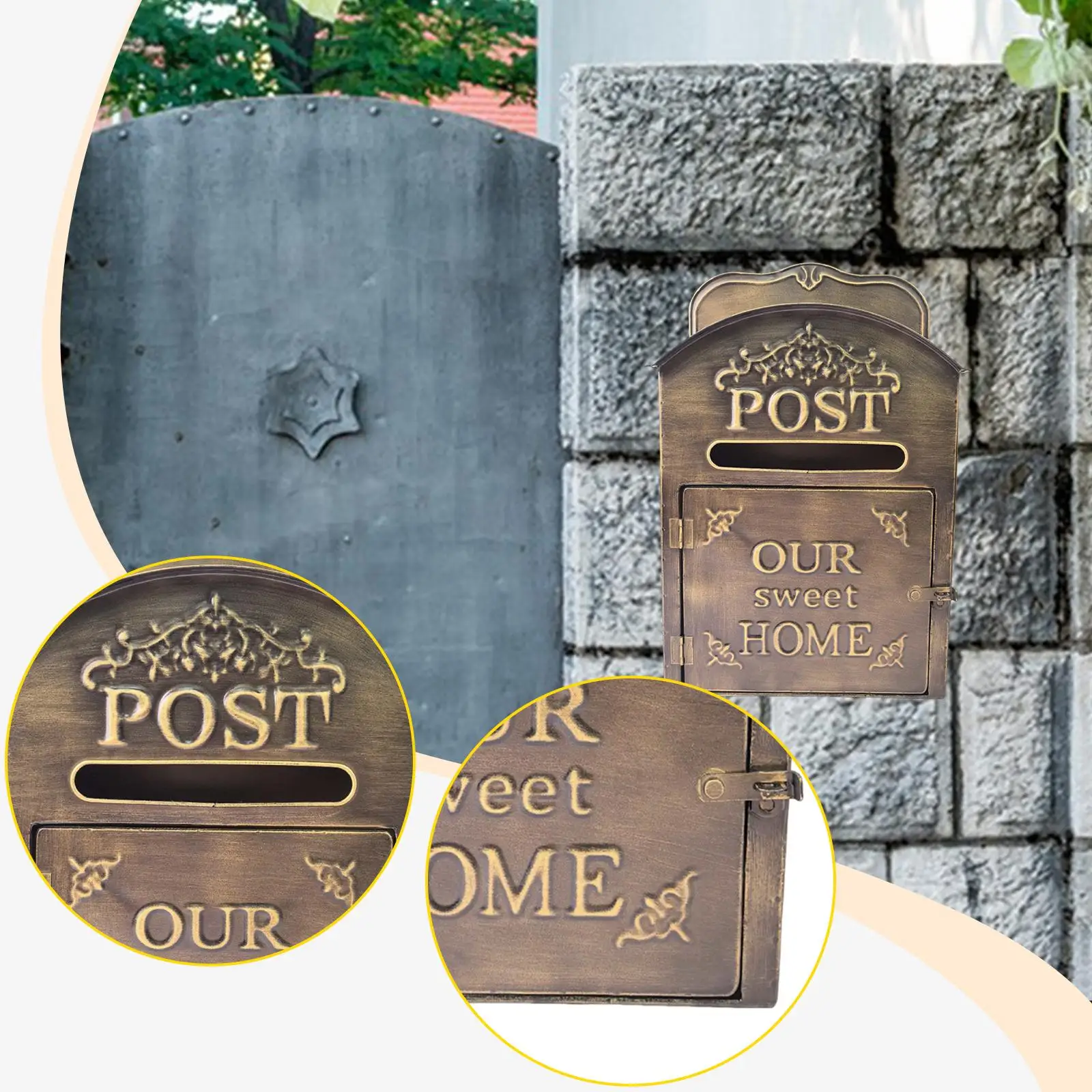 Wall Mount Mailbox Premium Practical Sturdy Mail Box for Yard Outside Garden