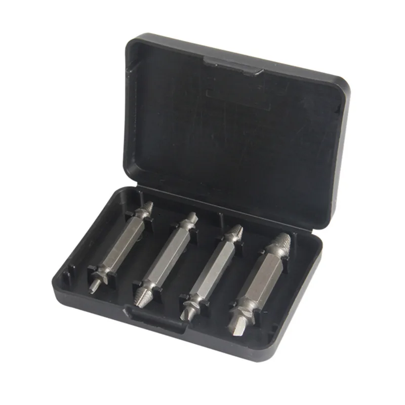 

4-piece set of double headed screw extractor, broken screw remover, thread splitting sliding tooth drill disassembly tool