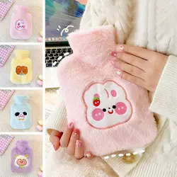 1PC 500ml PVC Rubber Hot Water Bottle Removable Cartoon Plush Bag Winter Hand Warmer Heat Pack Water Injection Heating Pad