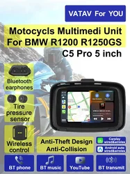 C5 프로 BMW R1200GS R1250GS 용 USB 터치 야외 방수 차양 외장 휴대용 오토바이 내비게이터, 안드로이드 오토 카플레이