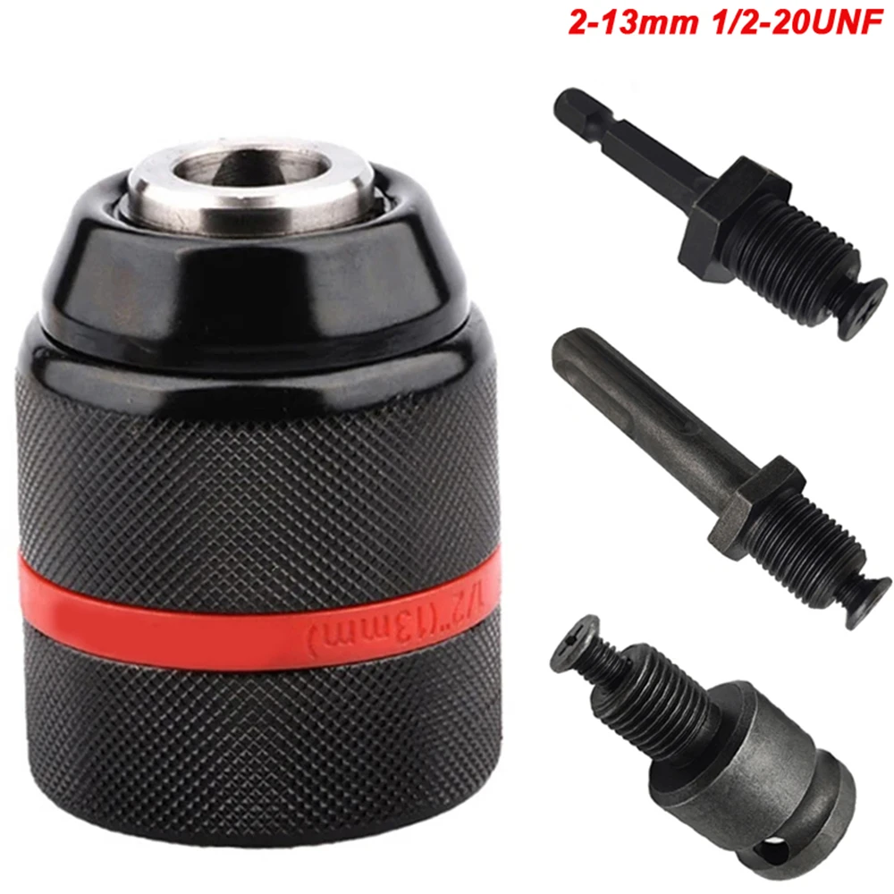 2mm-13mm Metal Keyless Drill Chuck,3Jaw Self-locking Ratchet Chuck 1/2-20UNF Threaded,Chuck for Drill Bit Screwdriver Tap&Socket