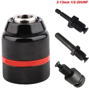2mm-13mm Metal Keyless Drill Chuck,3Jaw Self-locking Ratchet Chuck 1/2-20UNF Threaded,Chuck for Drill Bit Screwdriver Tap&Socket