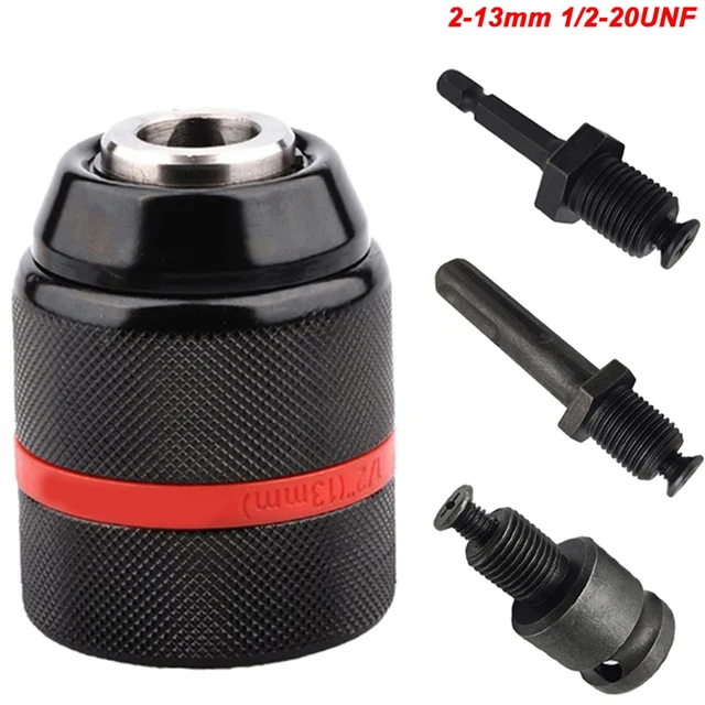 JENTORIX 2mm-13mm Metalowy Uchwyt Wiertarski Bezkluczykowy, 3-szczękowy Samozaciskowy Uchwyt z Grzechotką Gwint 1/2-20UNF, Uchwyt do Wiertarek, Wkrętarek i Gwintowników