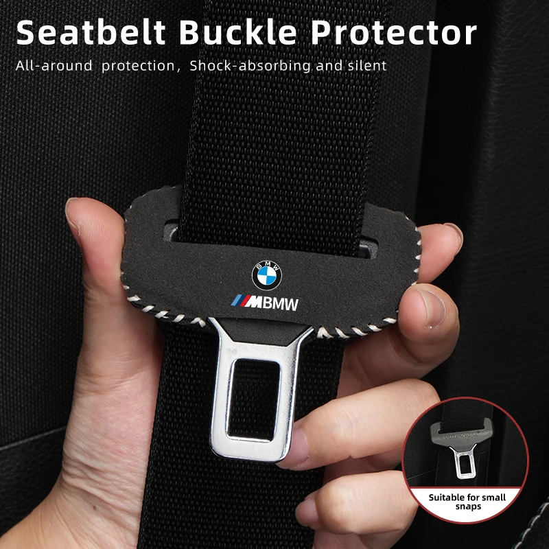 2pcs Car Leather Safety Belt Buckle Plug Protective Covers For BMW E46 E90 E60 F30 F10 E39 E36 F20 G30 G20 E87 E92 E91 E30 G60