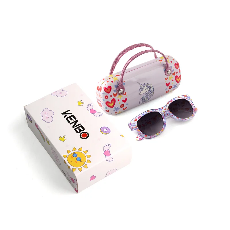 Kenbo Eyewear Cute Square Sunglasses for Kids Girls Children\'s Sun Glasses UV400 Protection De Sol Gafas With Case and Box