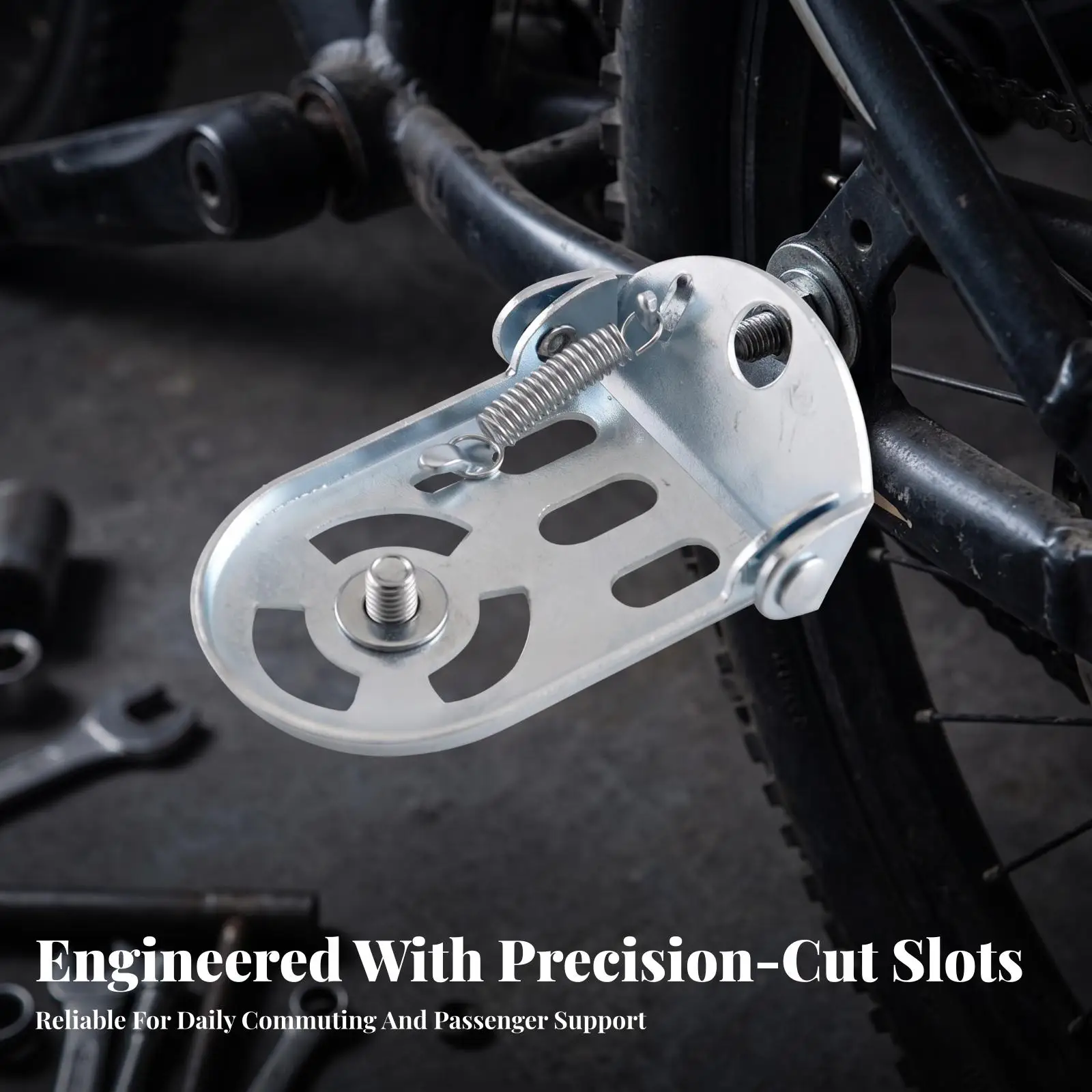 Folding Bike Rear Passenger Pedal with Anti Slip Oval Step Galvanized Steel for Adult Bicycle Rack Support