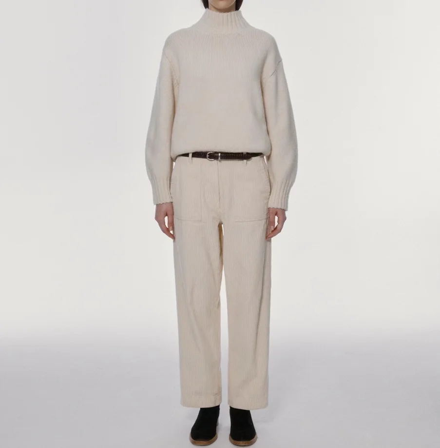 Thiened pantalones casuales sueltos de pierna recta de pana Retro para mujer otoño 2025 l cintura todo fósforo Sle pantalones de mujer