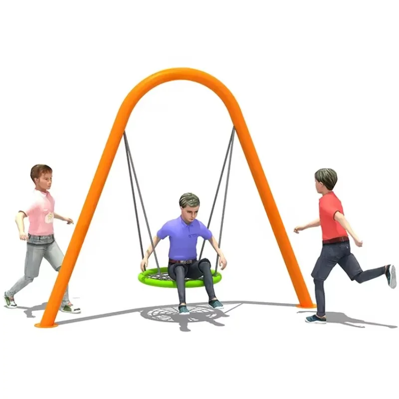 Dream kids outdoor single rope knitted basket seat swing playground equipment for children