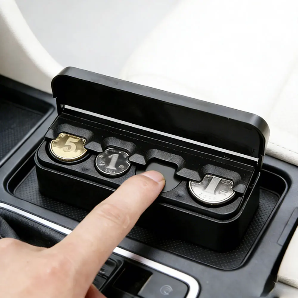 Estuche para Monedas de Coche, Organizador de Monedas Euro, Contenedor de Dinero, Bolsillo Telescópico de Plástico Negro para el Tablero