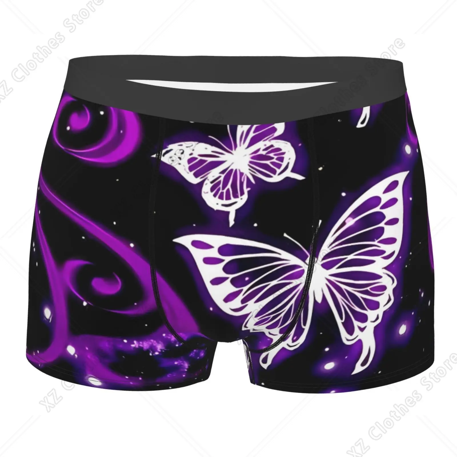 Bling Galaxy Purple Butterfly Print Man's Boxer Briefs Breathable Funny Underwear High Quality Print Shorts Gift Idea