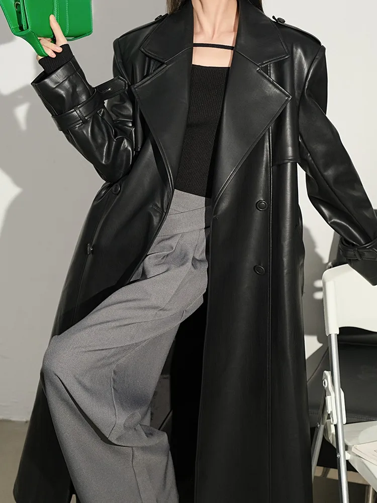 

DANCC Высококачественная куртка из белковой кожи, женская длинная свободная ветровка Bla для мотоцикла, осенне-зимняя мода