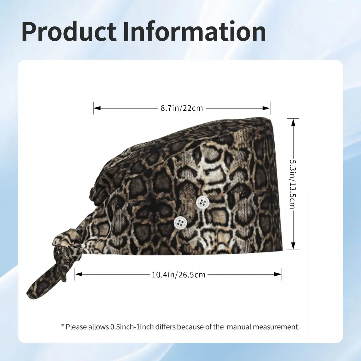 Snake Skin Scrub Hat Doctor Working Surgical Cap Unisex Adjustable Nursing Caps for Dentist