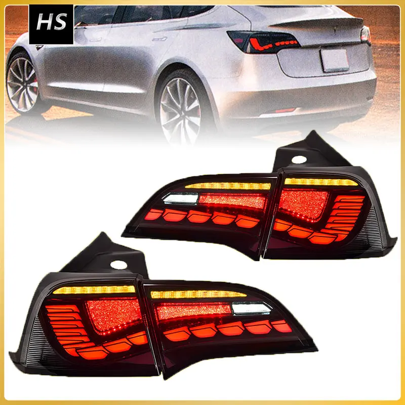 Dragon Scale Taillights Assembly for Tesla Model 3 Model Y Modified LED Streaming Turn Tail Rear Lights lamps