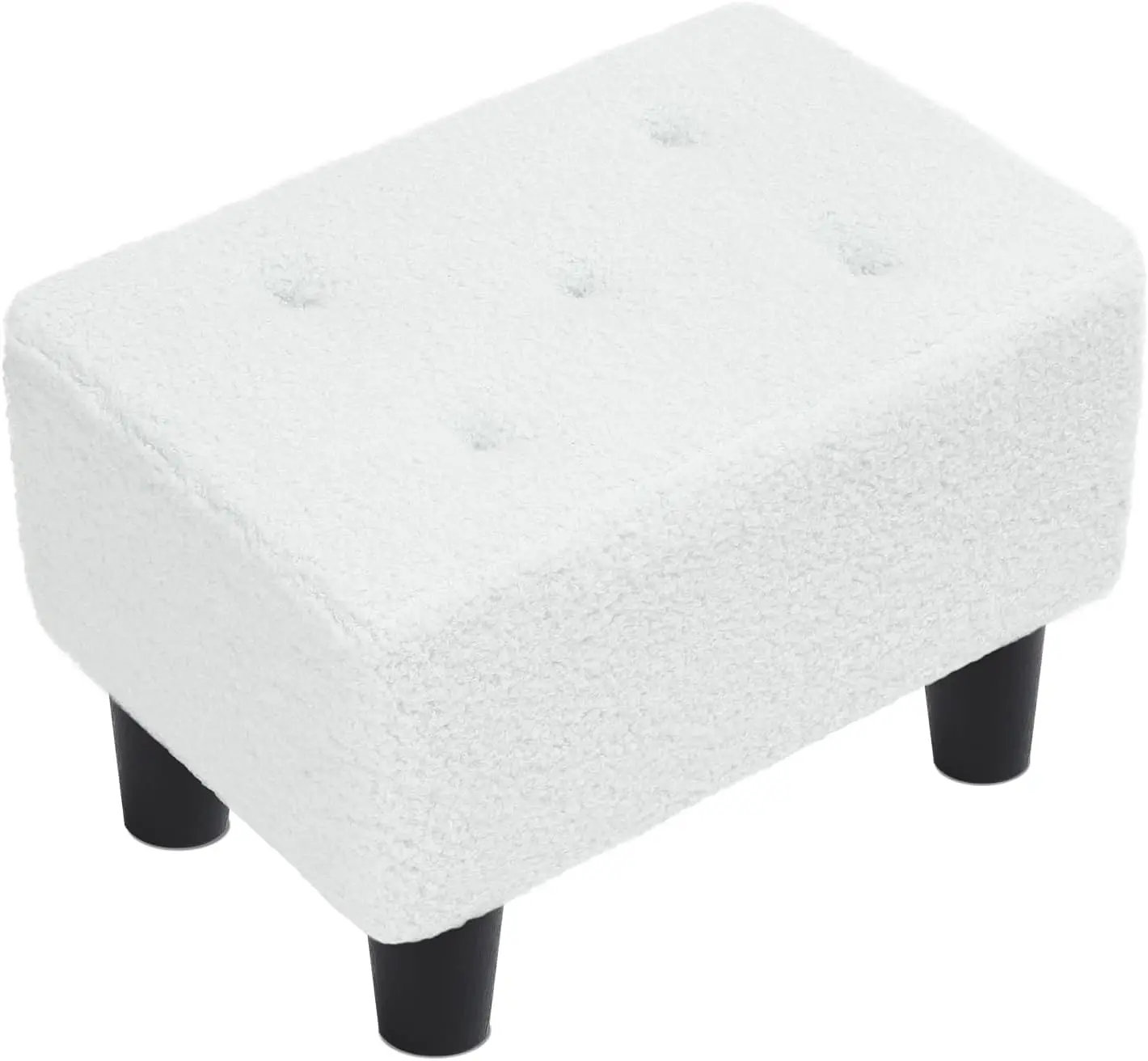 

Foot Stool Ottoman, Small Sofa Foot Rest With Plastic Legs, Rec Shoe Bench For Adult, Faux Teddy Fur, For Living Room Bedroom