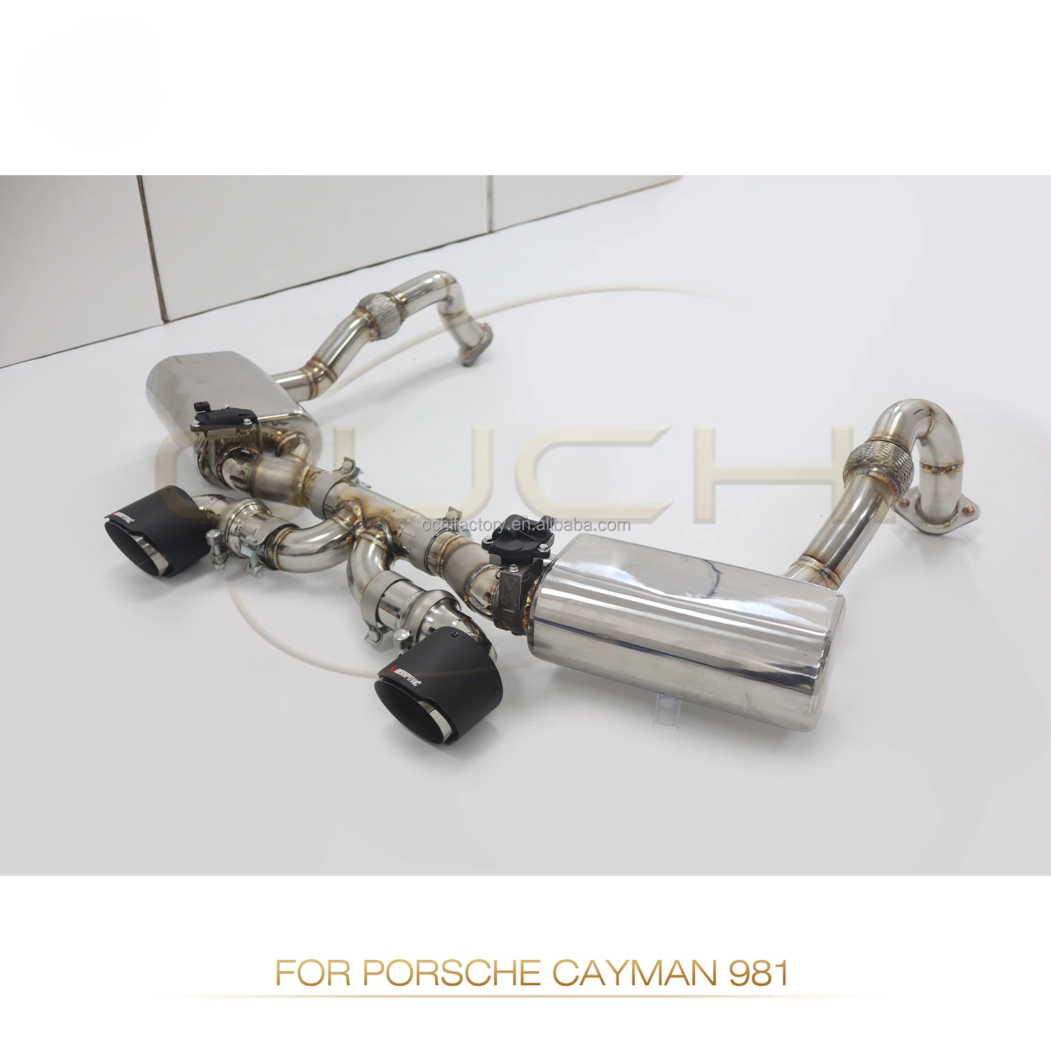 OUCHI Stainless Steel Exhaust Catback for Porsche 981 Cayman Upgrade 981 GT4 2013-2015 3.8L with Muffler Valves Pipes System