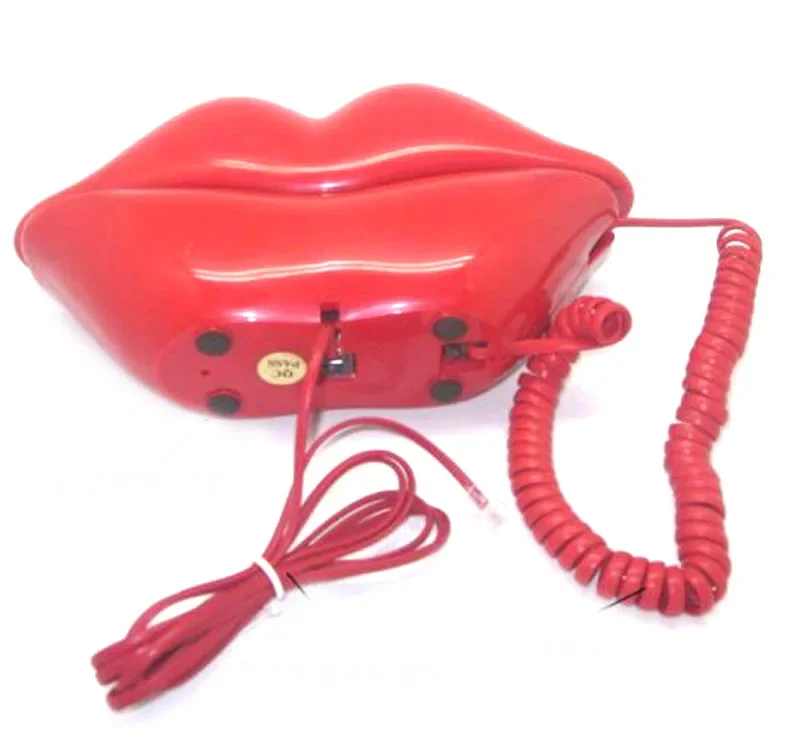 Cute Red Mouth Shaped Unique Lipstick Lips Design Corded Land Line Valentine Telephone Home Table Desk Phone Random Color