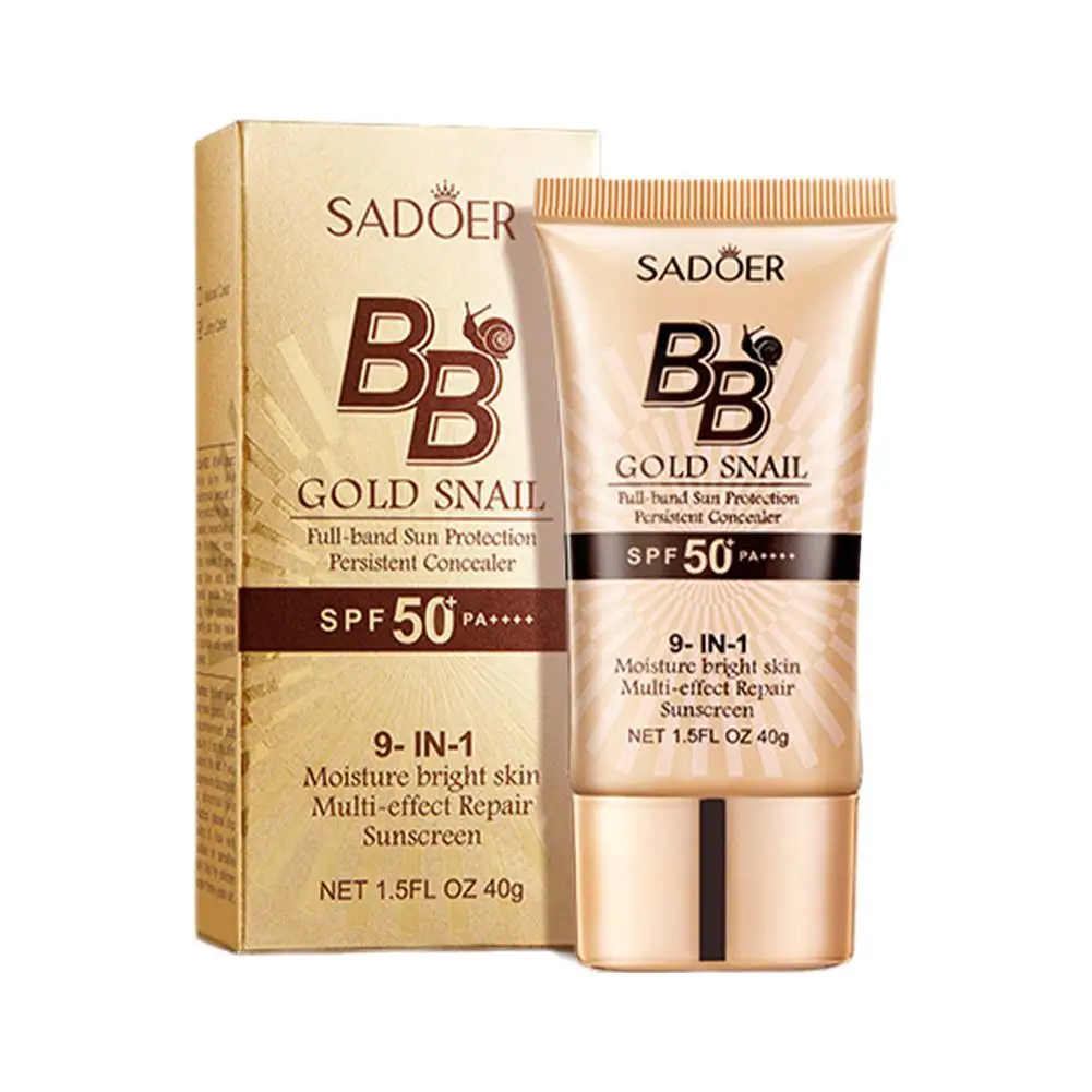 SPF50 + الذهب الحلزون واقية من الشمس BB كريم تبييض الأساس المخفي ترطيب طويلة الأمد حتى لون البشرة ماكياج قاعدة التمهيدي
