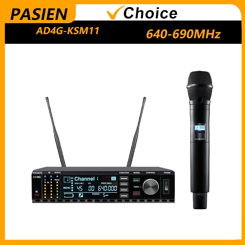 PASIEN-AD4G ksm11 Wireless Microphone System, High Quality Equipment, UHF, Professional, For Stage Performances, Long Distance