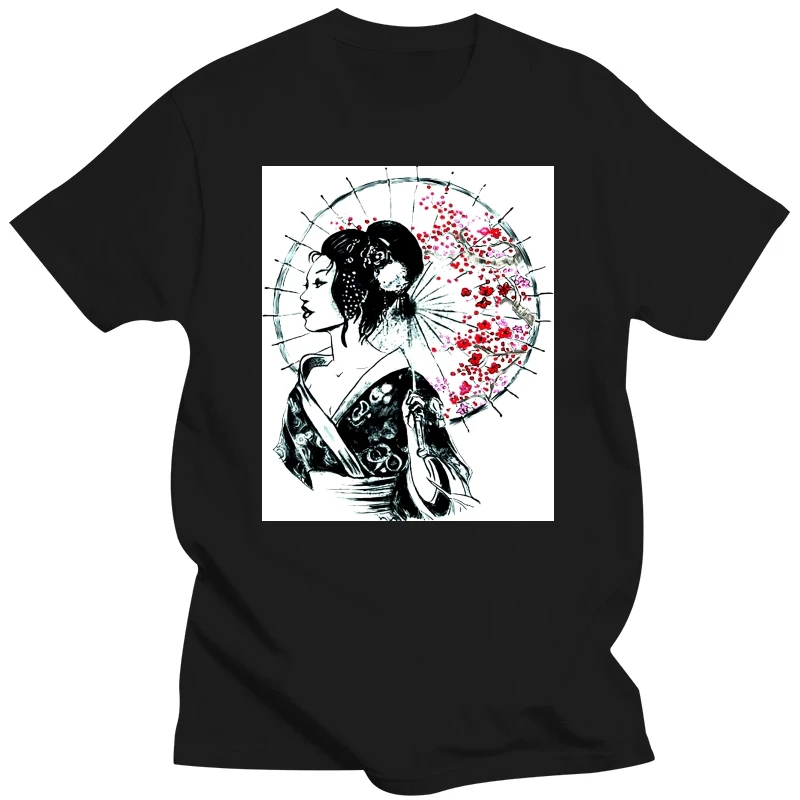 Women'S Tee T Shirt T Shirt Donna Happiness Moda Giappone Geisha T Shirts Short Sleeve Lady Top Shirts 033315