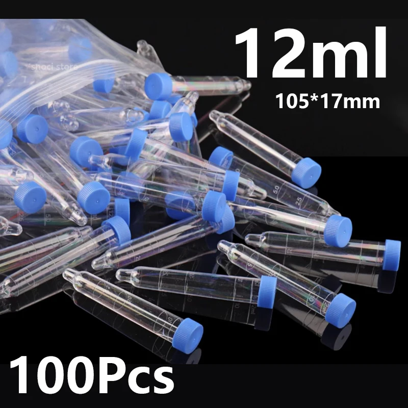 Urine sediment test tube screw cap 12ml hard PS plastic test tube physical examination urine test college laboratory ,100pcs