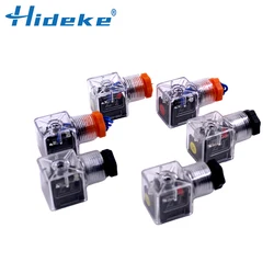 A-LED Connectors Hydraulic solenoid valve type Sockets coil transparent plug AC220/110 DC24/12V  Coil Plug With Indicator Light