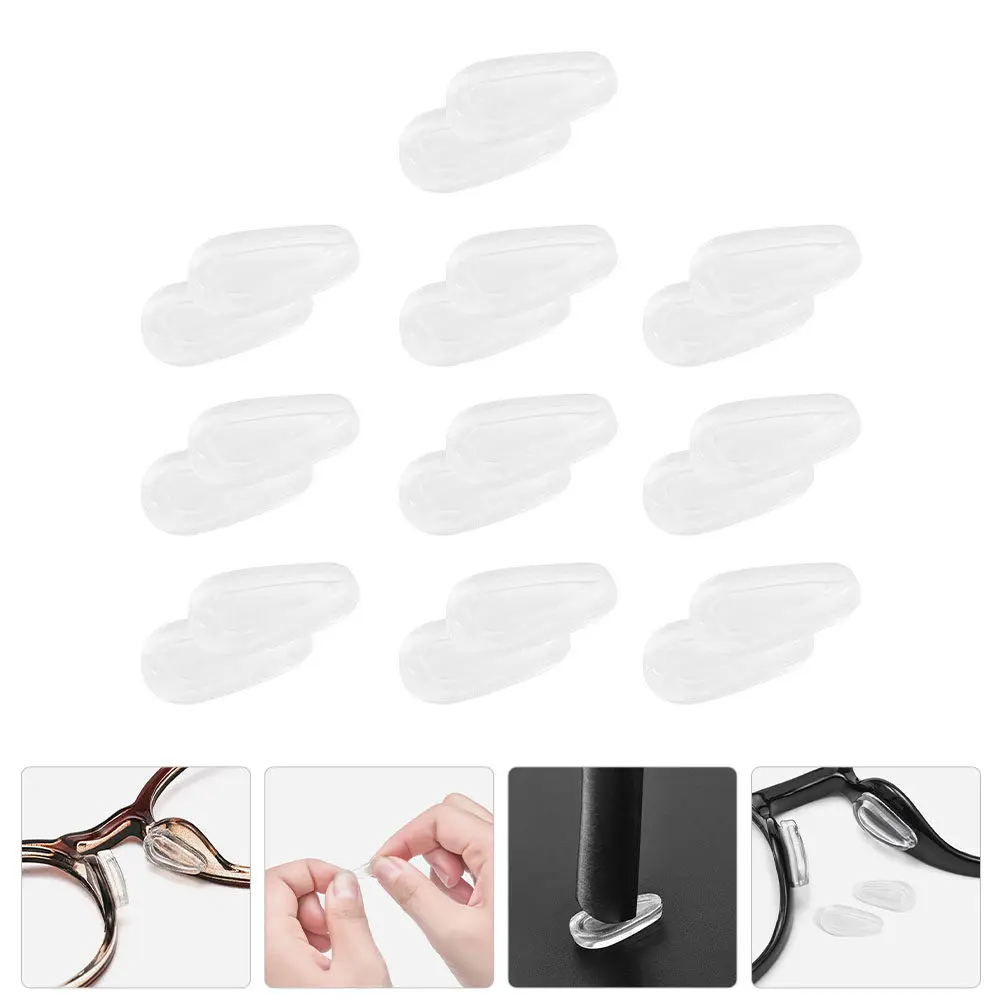 

10Pairs Anti-Slip Silicone Nose Pads Eyeglass Nose Cushions High-Texture Non-Deforming Comfort Fit for Sunglasses Prescription