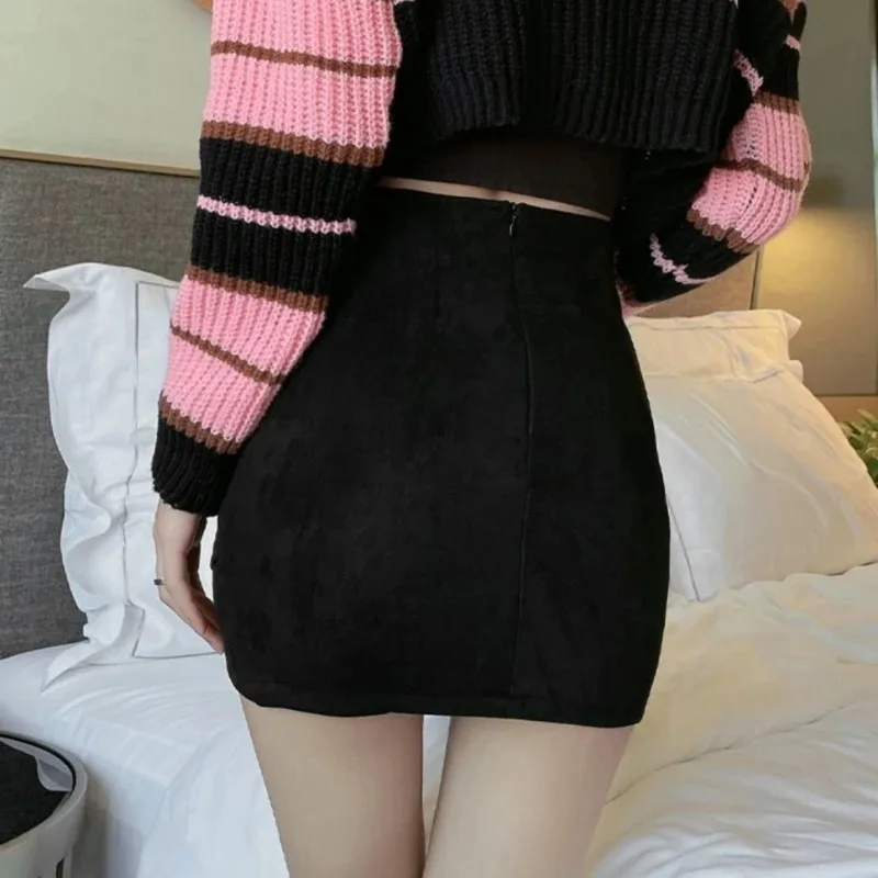 Faldas de ante irregulares Y2k para mujer, minifalda Sexy Vintage para primavera y otoño, moda coreana, Jupe liso para mujer