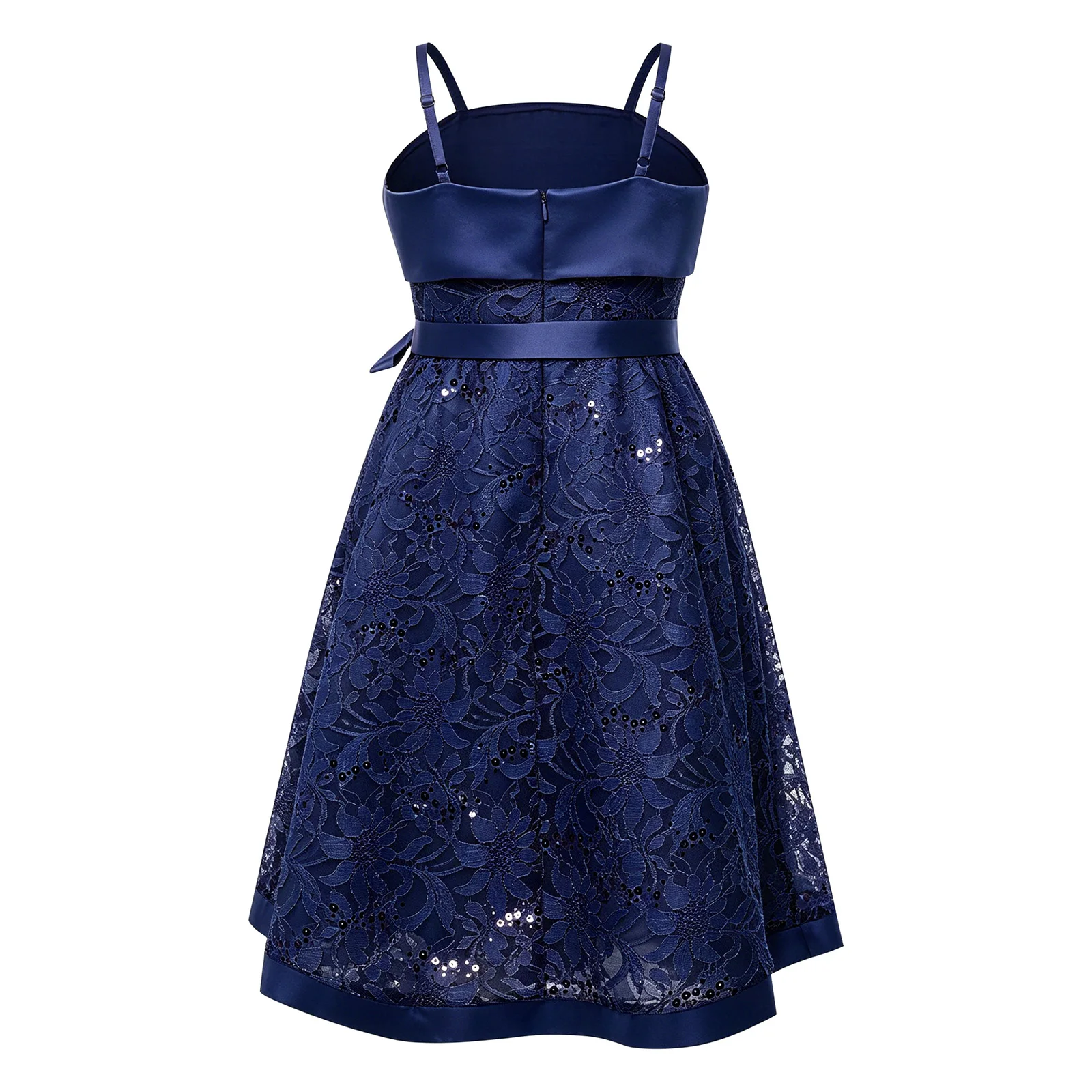 Kids Girls Floral Lace Princess Dress Sash Bow Sleeveless A-line Elegant Dress Child Wedding Birthday Formal Evening Party Gown