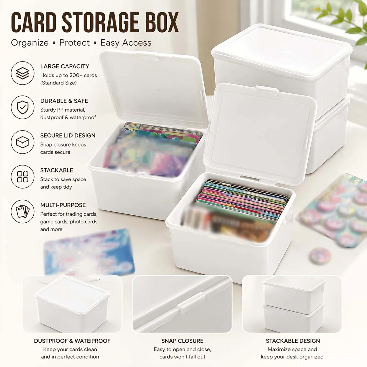 2-piece stackable mini-storage box with game cards, trading cards, stickers, jewelry and stationery for back to School season