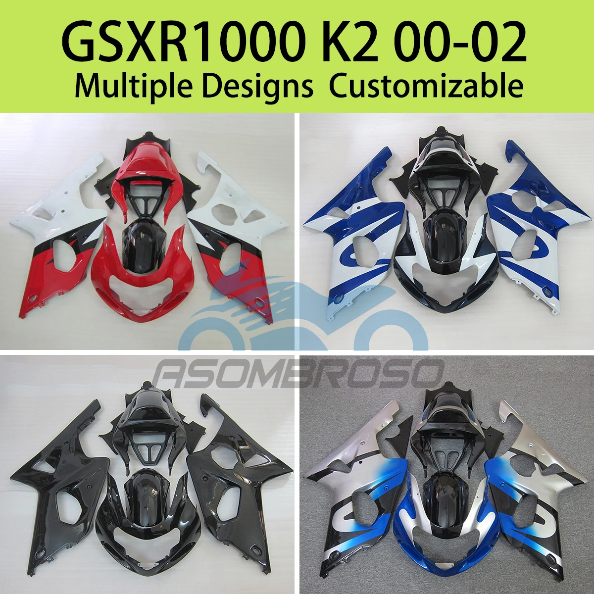 

GSXR 1000 2000 2001 2002 ABS Plastic Fairing Set for SUZUKI GSXR1000 00 01 02 Motorcycle Injection Full Fairings Panel Kit