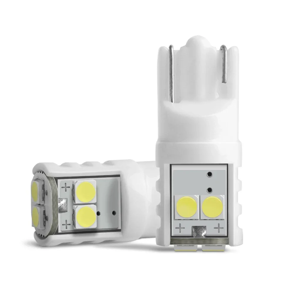 2X Ceramic W5W T10 LED Car Wedge Reverse Instrument Panel Reading Trunk Lamp White Bulbs Auto 12V Drop Shipping Support