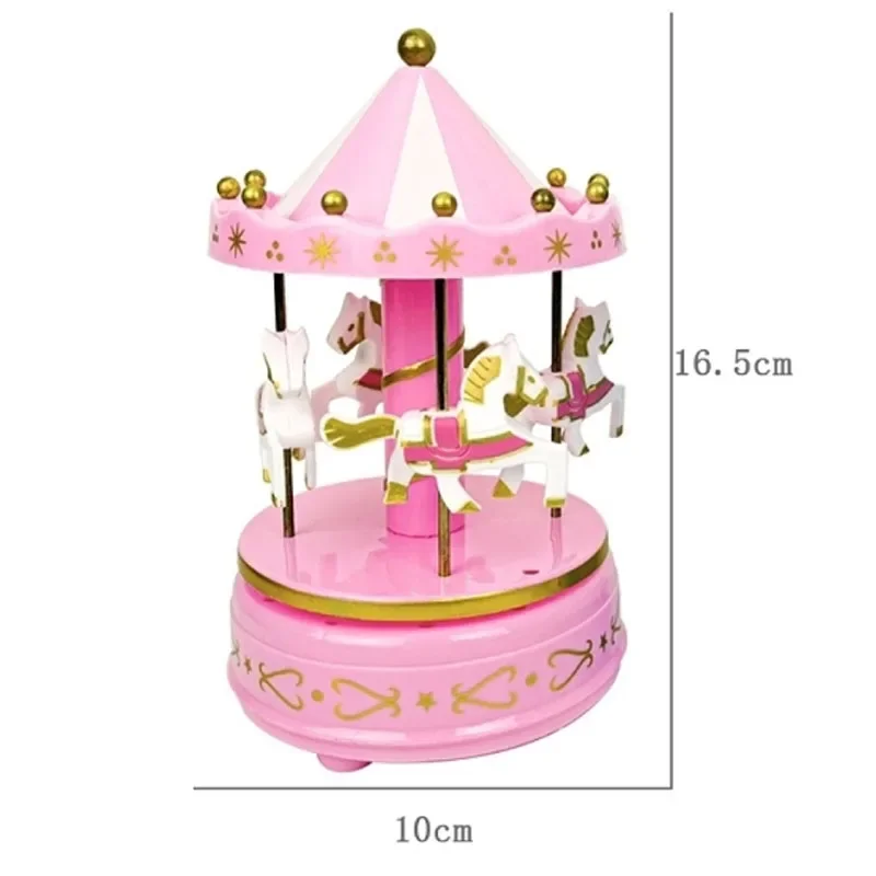 4 Horses Rotate Rotation Carousel Toys Carousel Music Box Romantic Luxury Desktop Decorative Ornament Baby Girls Birthday Gifts