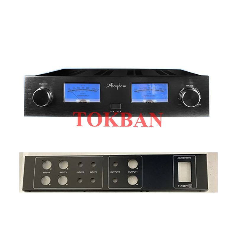 Tokban Accuphase 파워 앰프 인클로저 케이스, Mcintosh Vu 계량기 프리앰프 섀시 쉘, HIFI 앰프 DIY 박스, 430*340*95mm