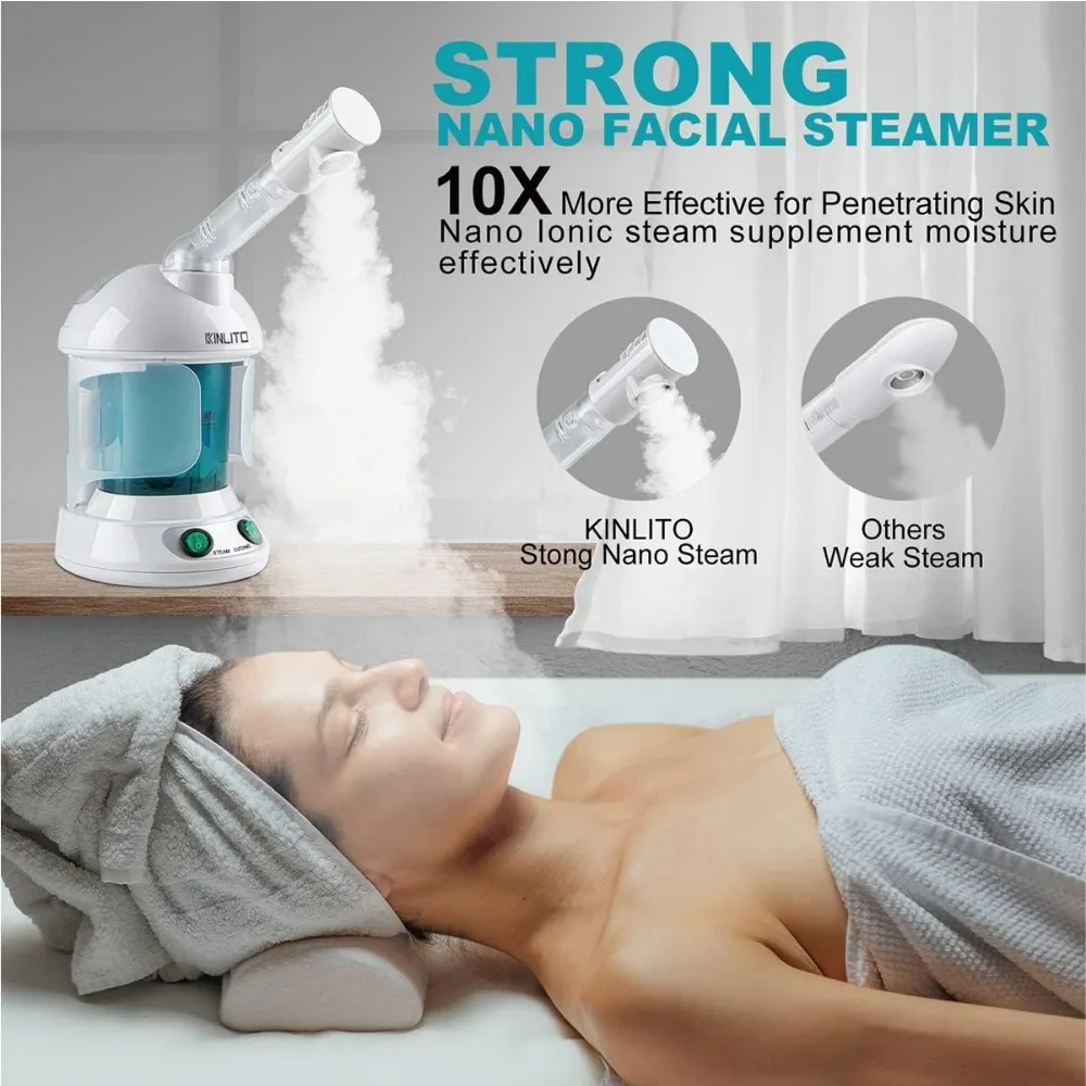 Facial Steamer - Ozone Steamer, 360° Rotatable Arm Humidifier Unclogs Pores Blackheads, for Personal Care Use At Home or Salon