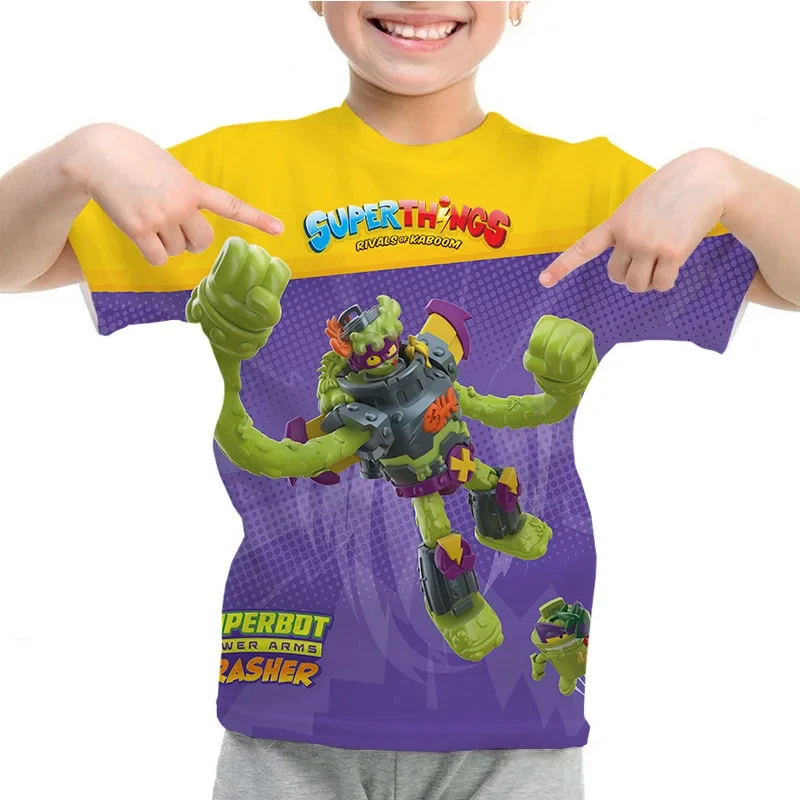 New SuperThings MUTANT BATTLE Kids T Shirt Cartoon Print Boy Girls Men Summer Tops Superzings O-Neck Tees Children Short Sleeve