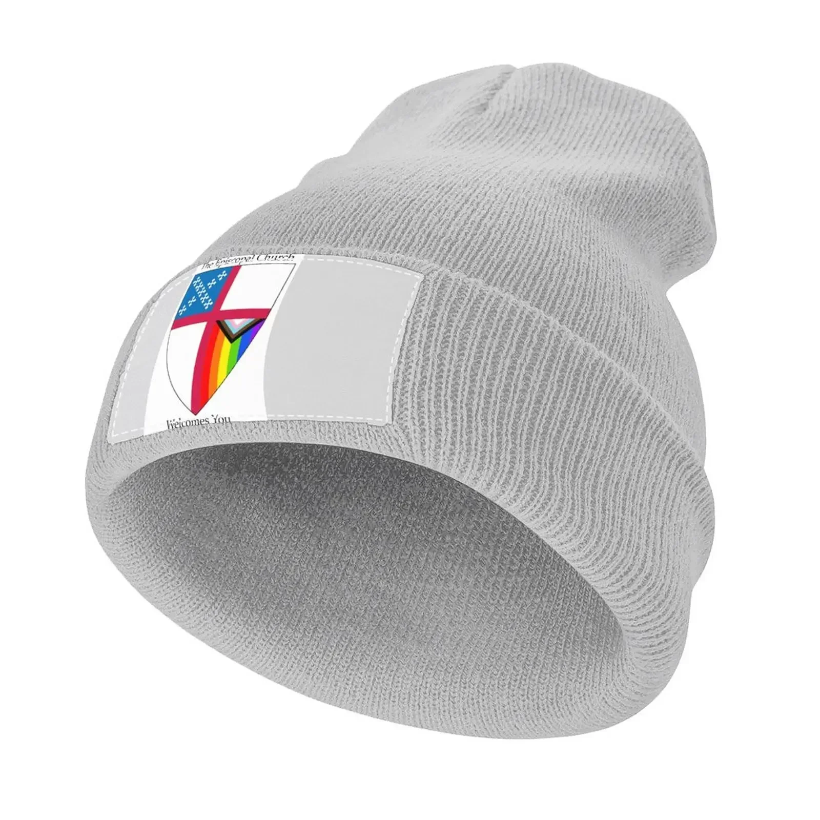 Episcopal Church Shield with Progressive Pride Flag Vertical Rainbow - Welcomes You 2 Knitted Hat