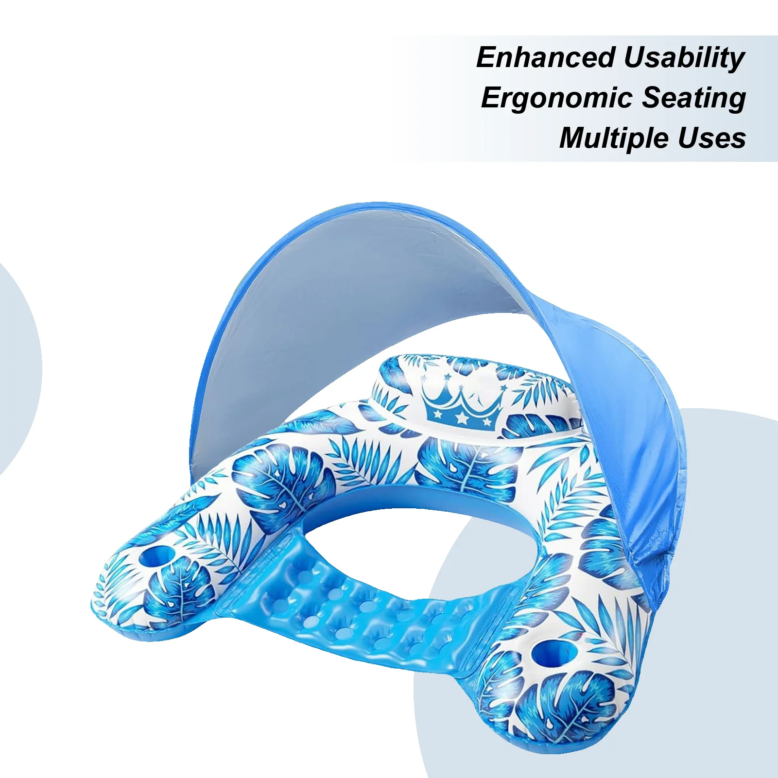 

Float With Canopy Inflatable Pool Floats Heavy Duty Raft With Holder Water Floatie For Swimming River Beach Outdoor Tanning