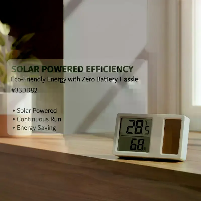 Solar Powered Digital  Hygrometer Mini Temperature Humidity Meter High Accuracy Portable Gauge For Indoor Outdoor