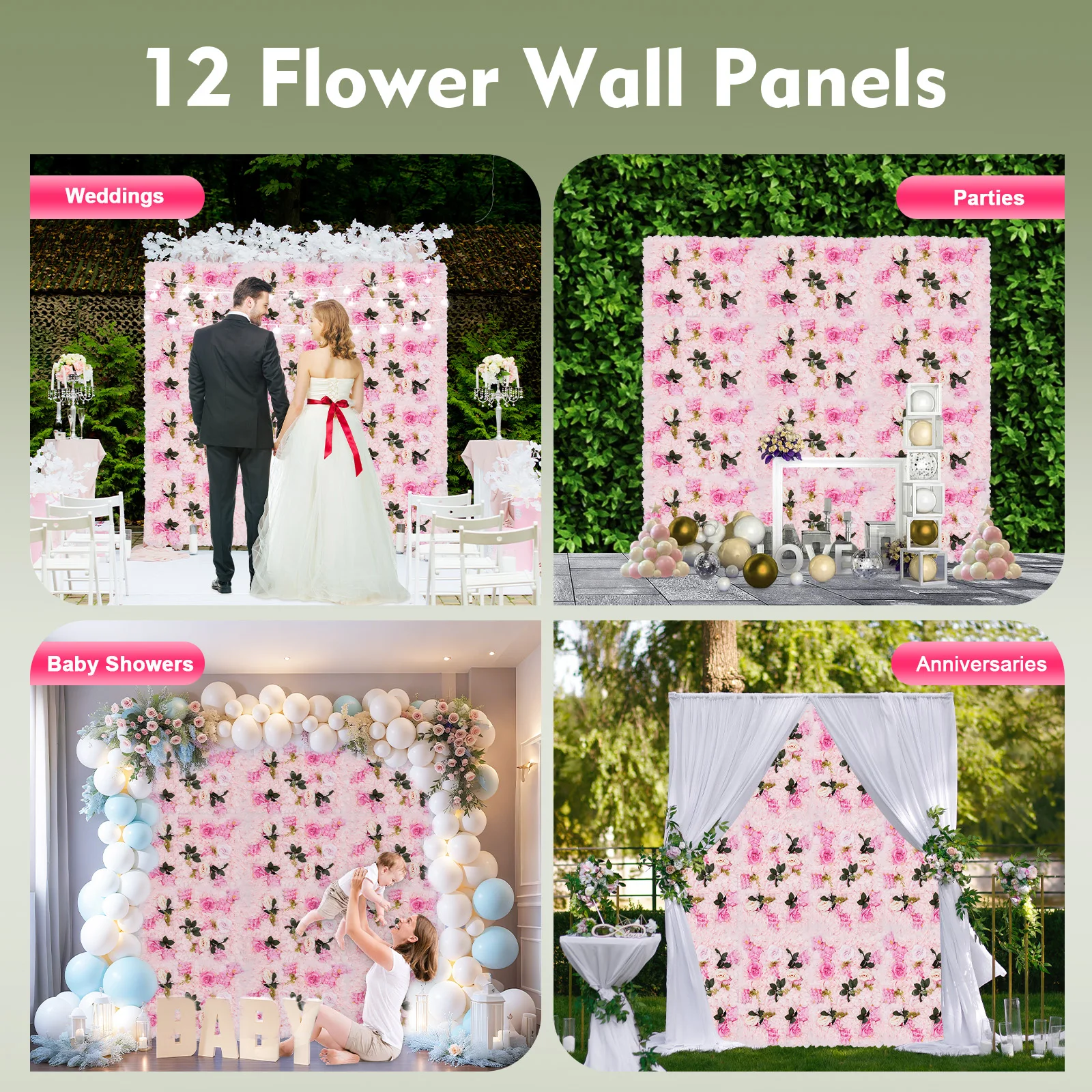 

12 шт. искусственный цветок фон цветочные панели для фона 60*40 см
